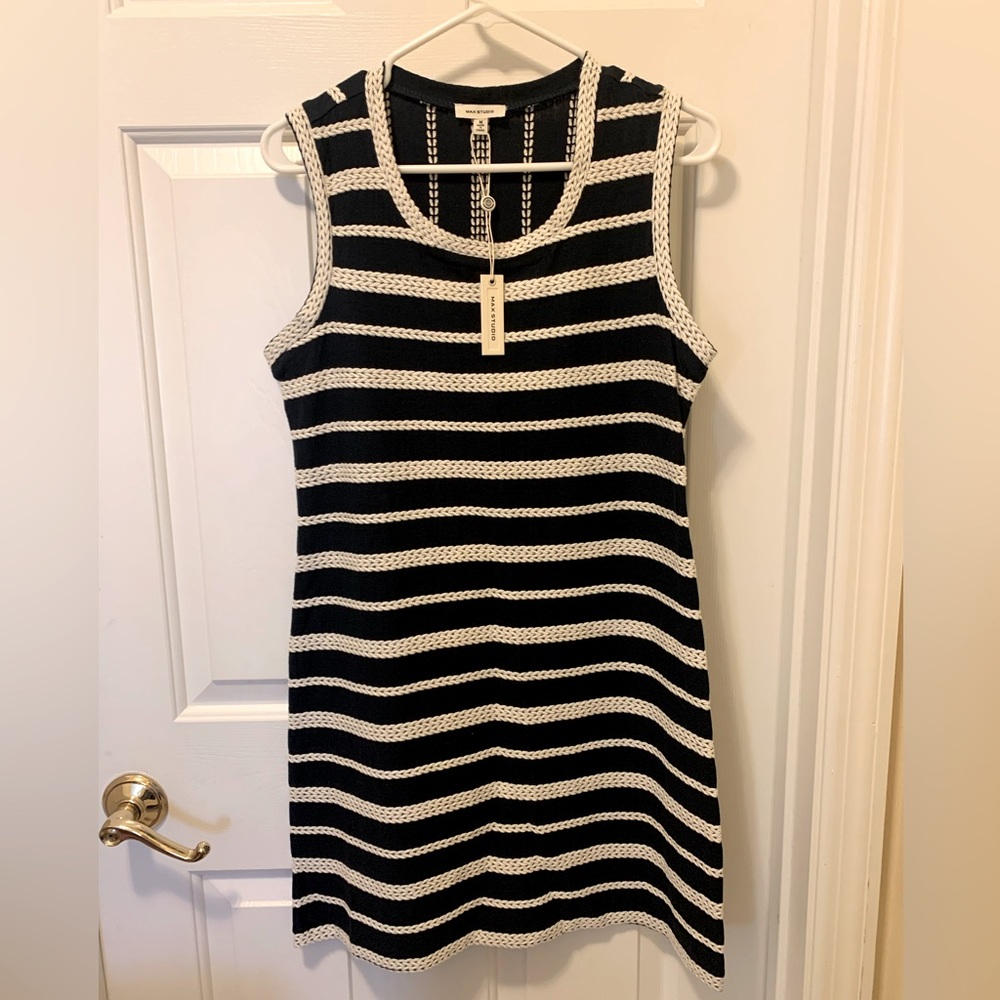 NWT Max Studio Navy/White dress Size M